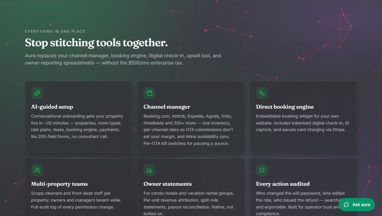 Aura PMS product features screenshot